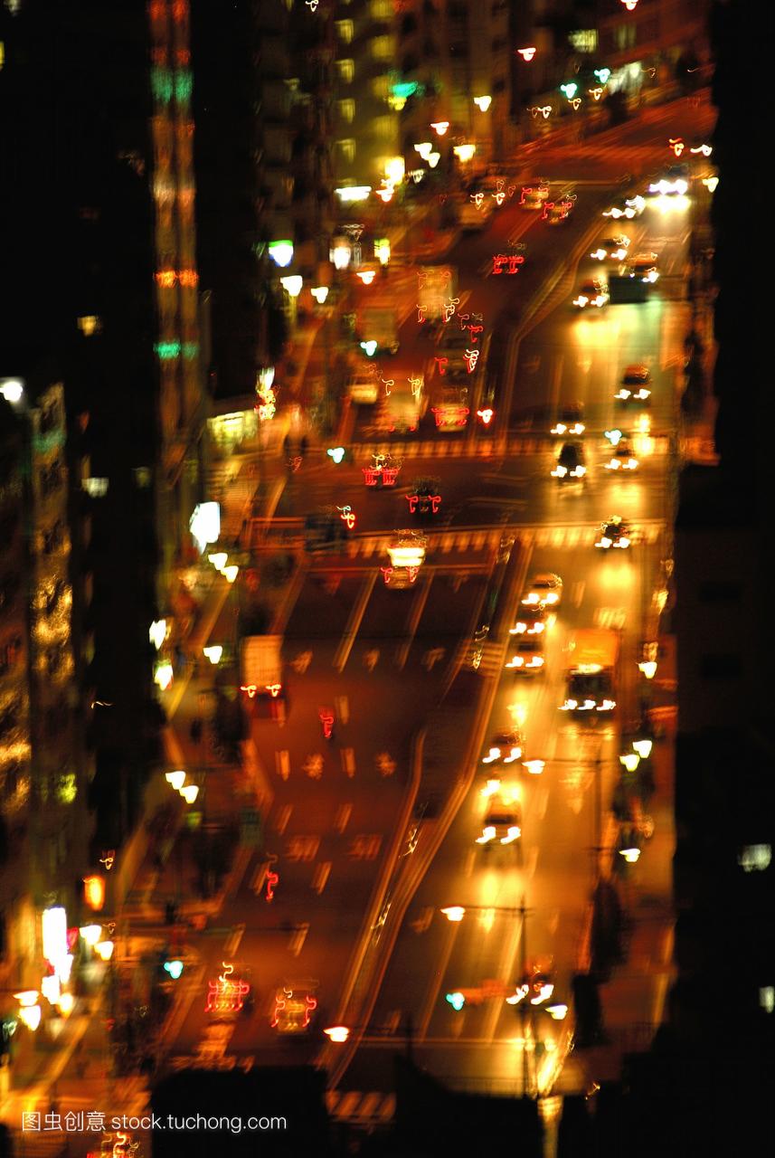 晚上的街道,长时间曝光,东京,日本