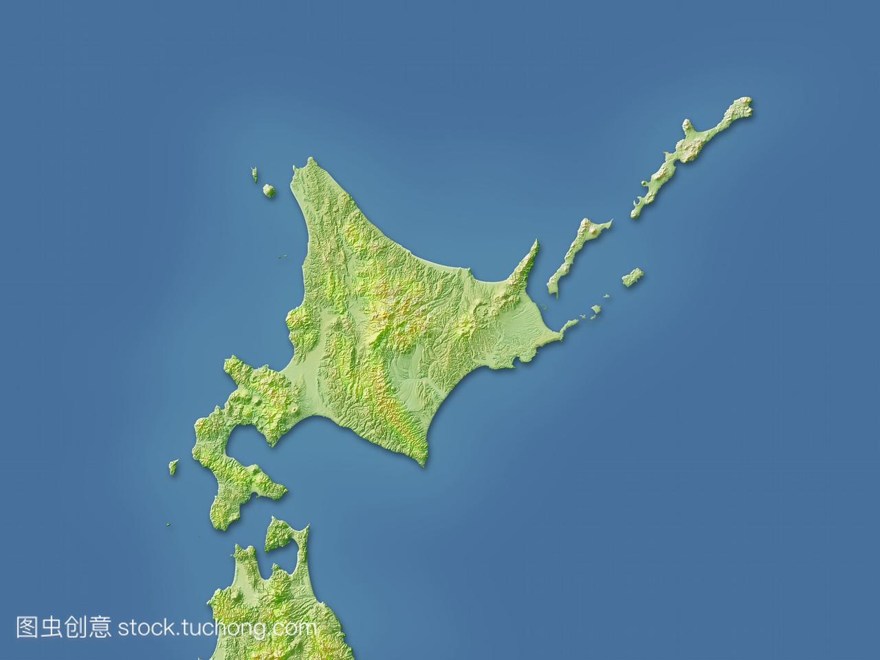 日本北海道的地图。