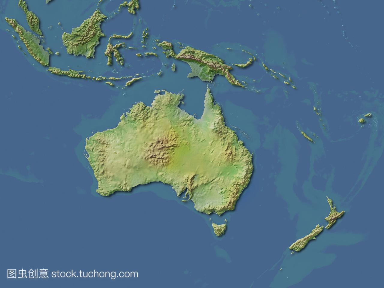 澳大利亚和新西兰地图。