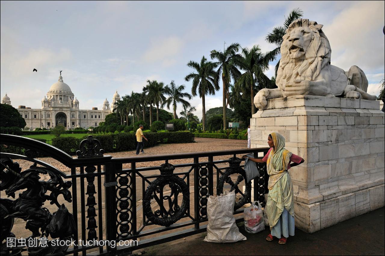 清晨在维多利亚纪念堂,加尔各答的中心地标之