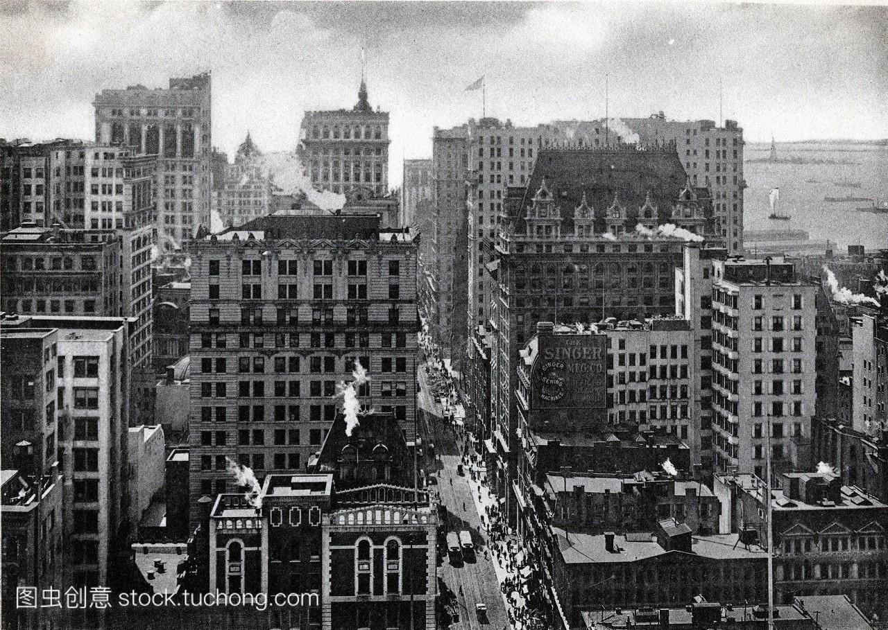 下百老汇从富尔顿街,纽约,1903年