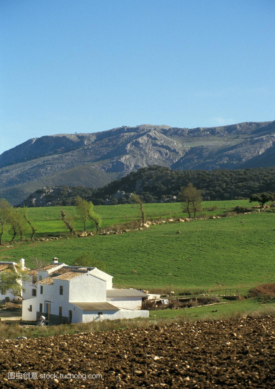 PNSEXP*,西班牙安达卢西亚与白人房屋景观山