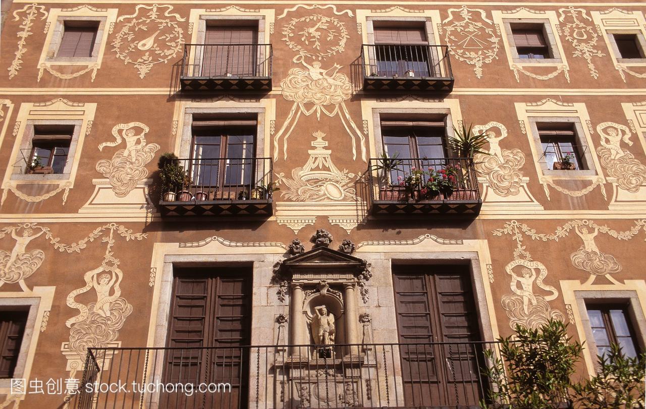 西班牙加泰罗尼亚,巴塞罗那,老城区建筑小天使