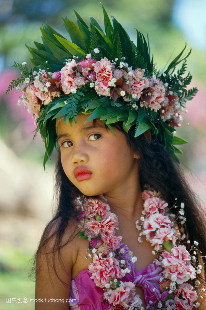 法属波利尼西亚塔希提岛年轻女孩穿头leiB169
