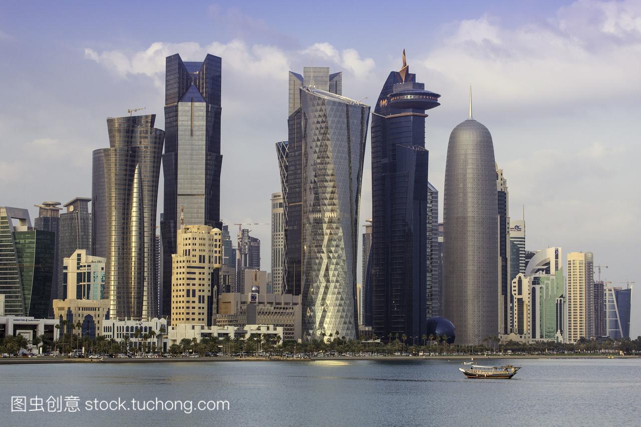 位于卡塔尔首都多哈的西湾中央金融区的新天际