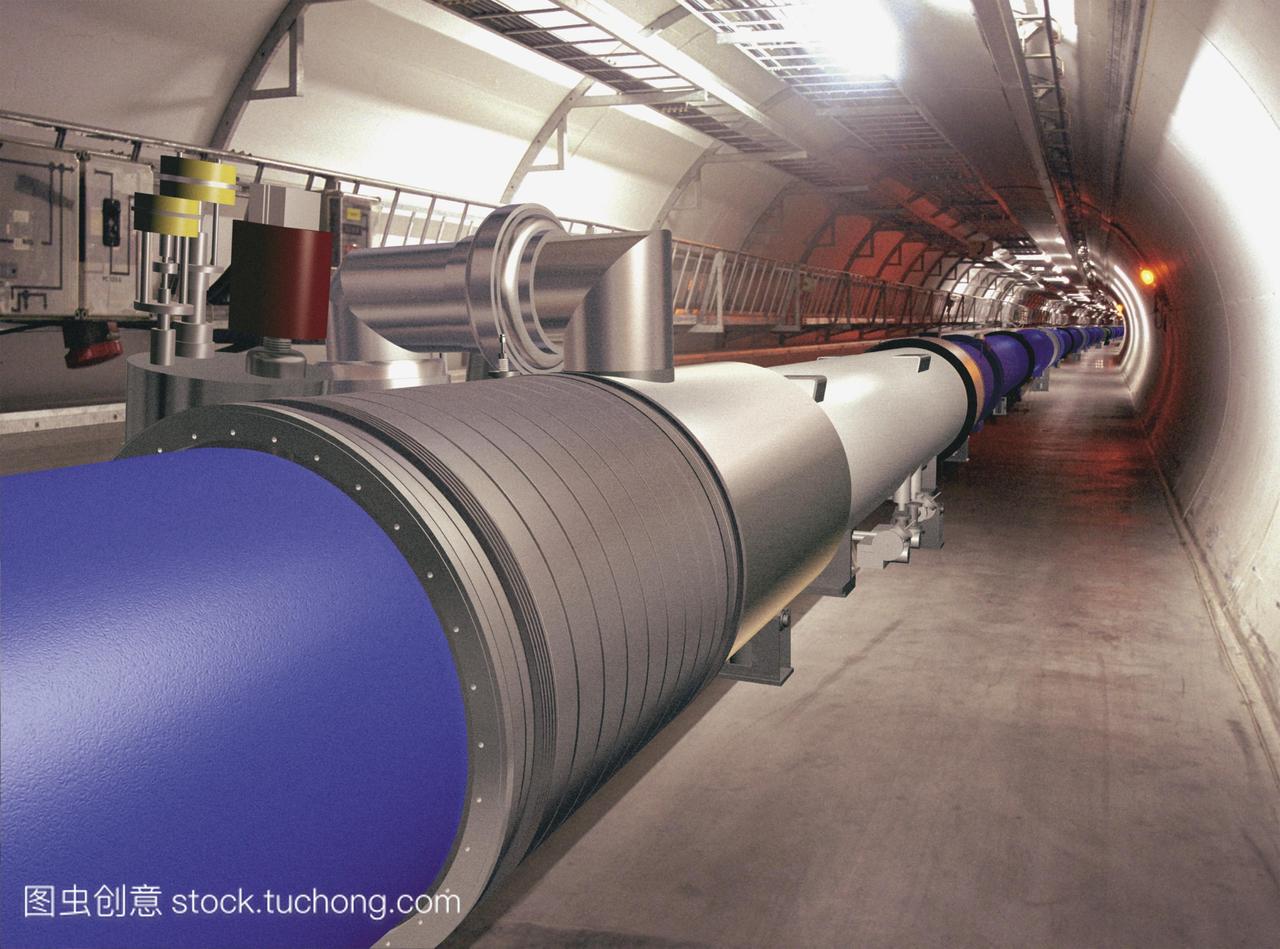 大型强子对撞机的隧道。在日内瓦附近的欧洲粒