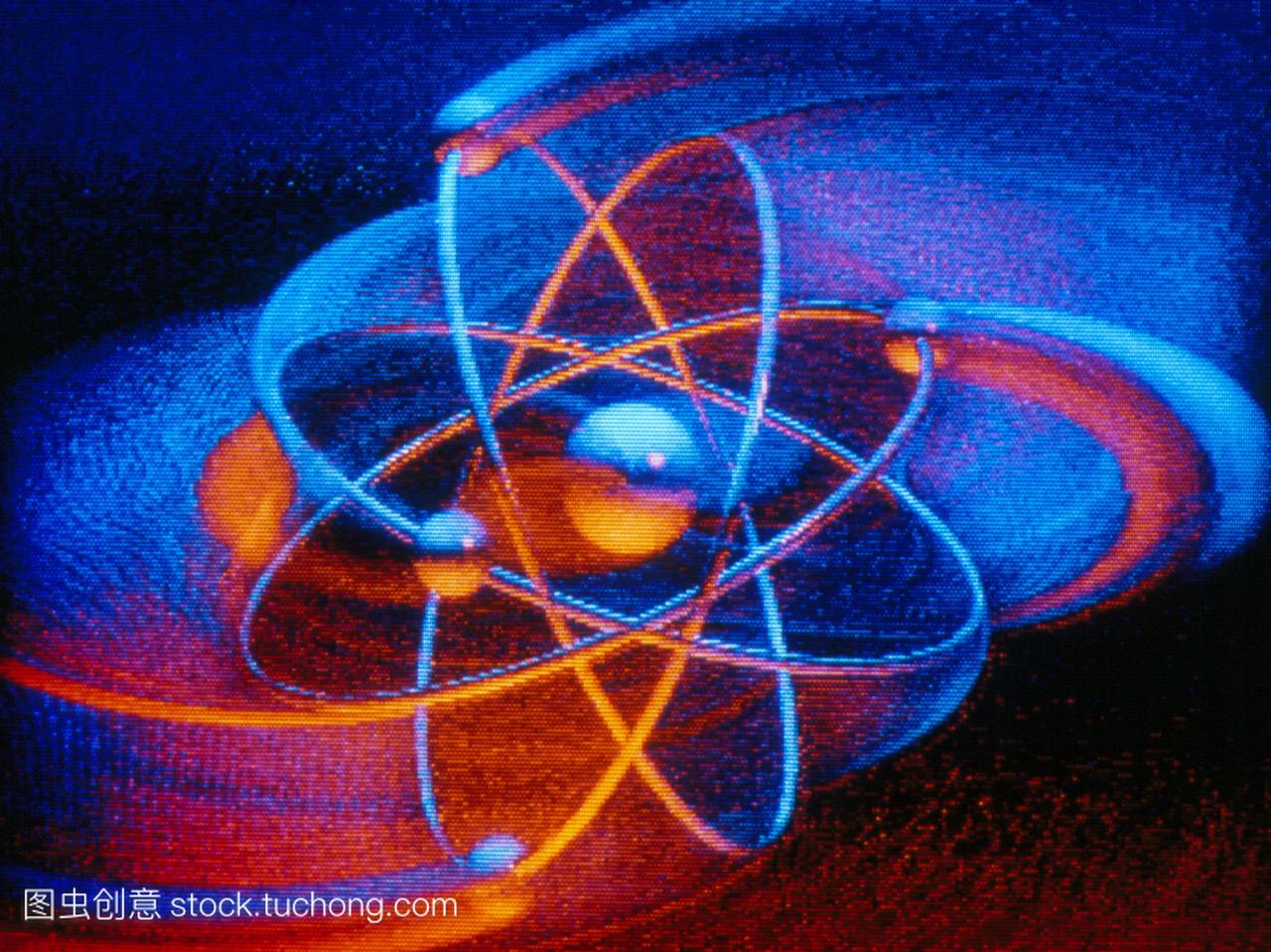 铍原子。计算机数字化的一种铍原子的图解。这