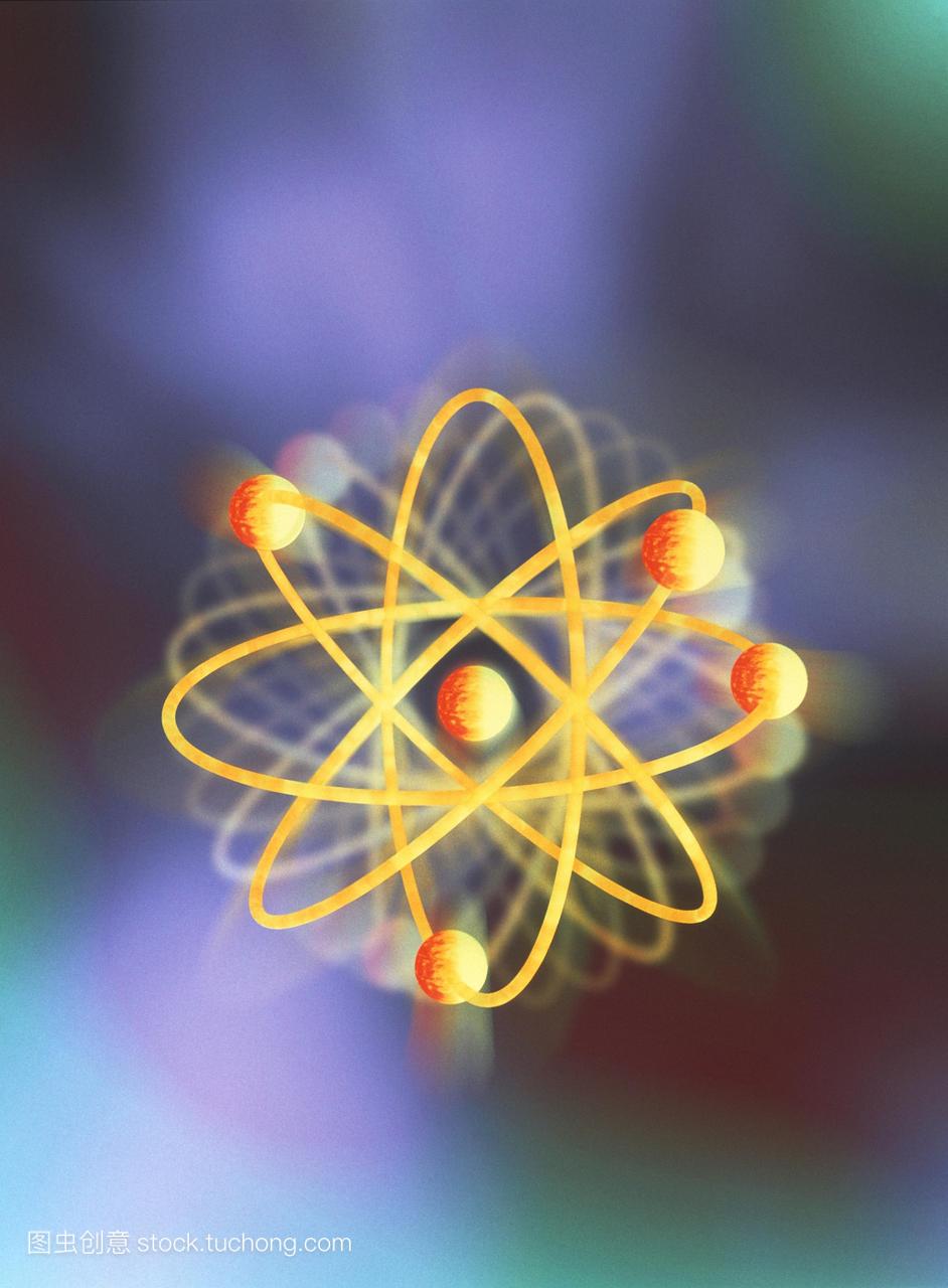 原子结构。代表一个铍原子的计算机艺术作品符
