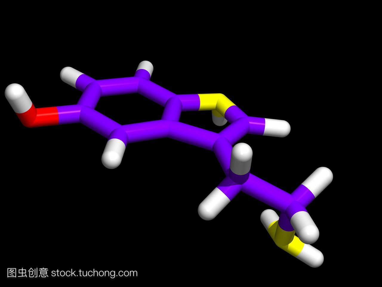 5-羟色胺。计算机模型分子的神经递质血清素5
