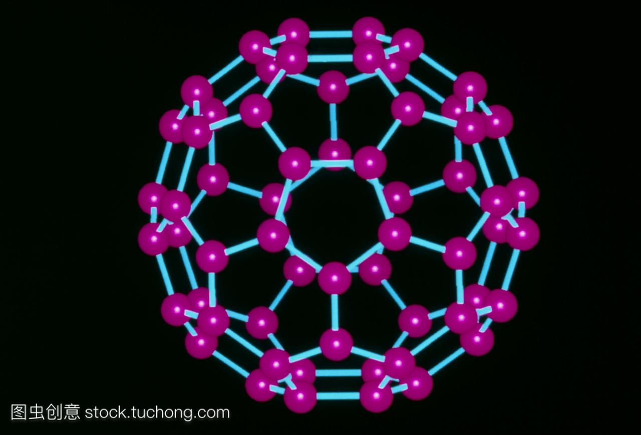 计算机图形球和巴克敏斯特富勒烯c60的结构表