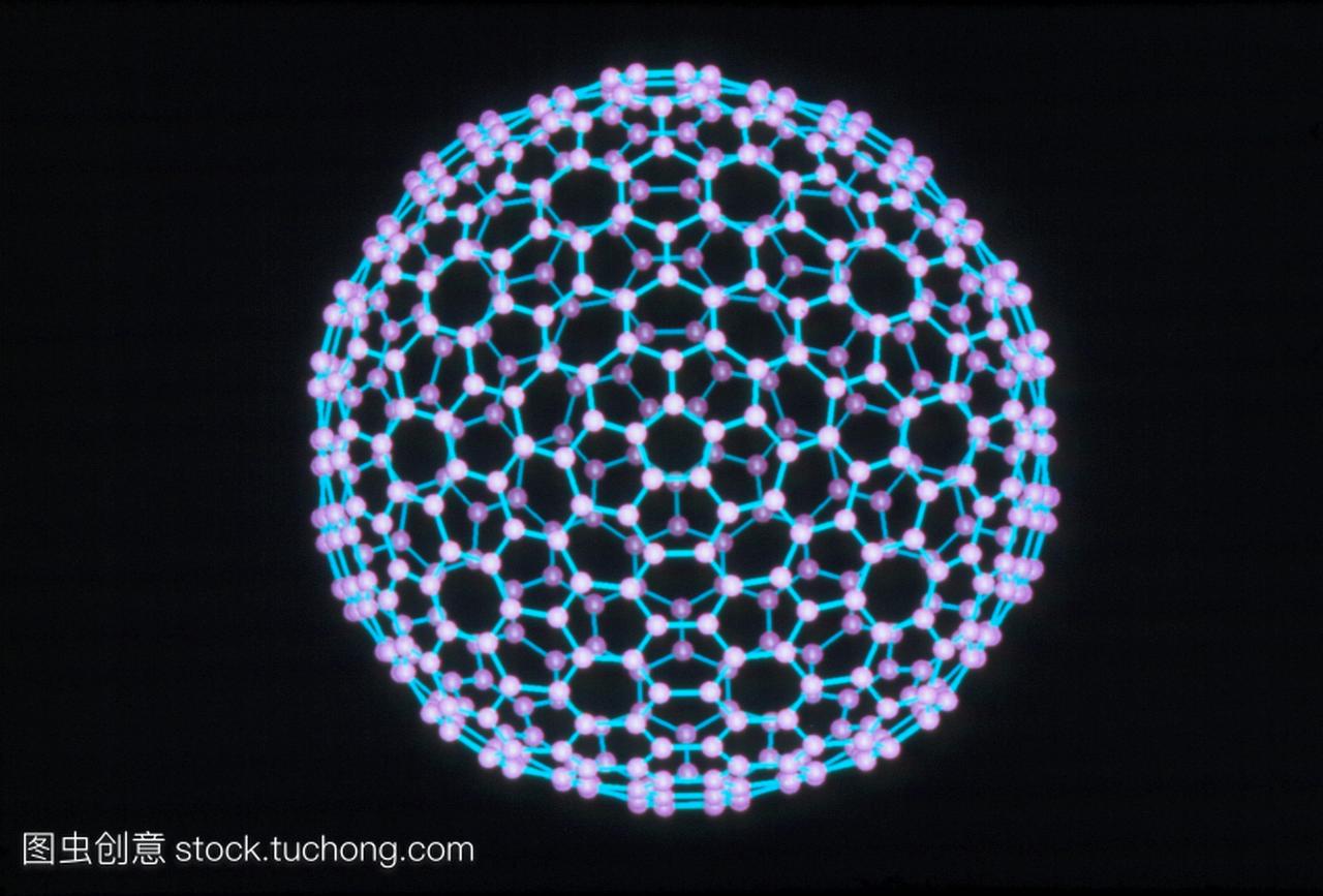计算机图形球并表示了巨型富勒烯c540结构的