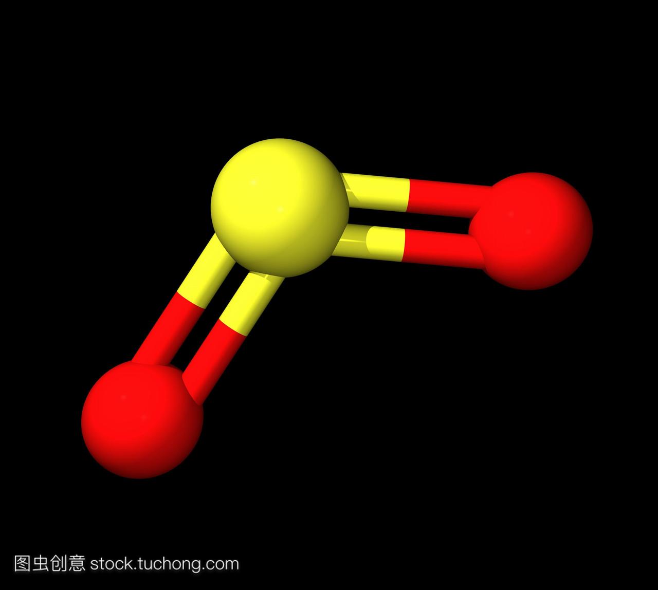 二氧化硫。二氧化硫分子的计算机模型so2。原