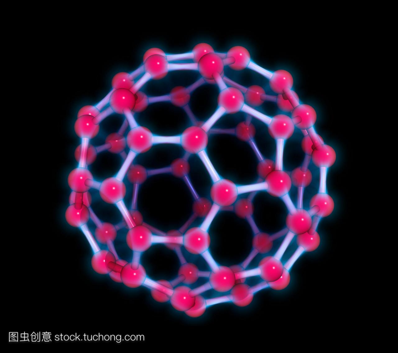 巴克敏斯特富勒烯分子。富勒烯分子的分子模型