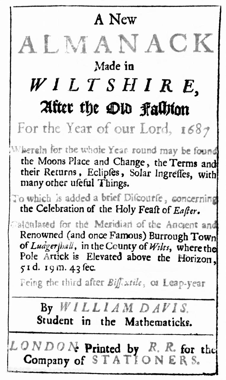 标题页17世纪年鉴可追溯到1686年ludgershall年