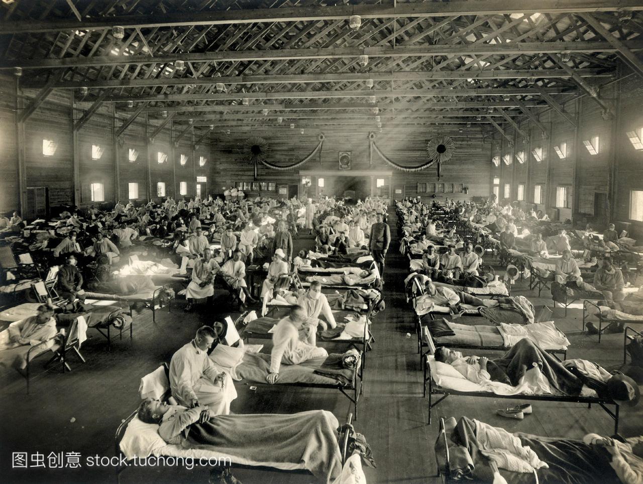 流感病房。在1918年西班牙流感大流行期间,急