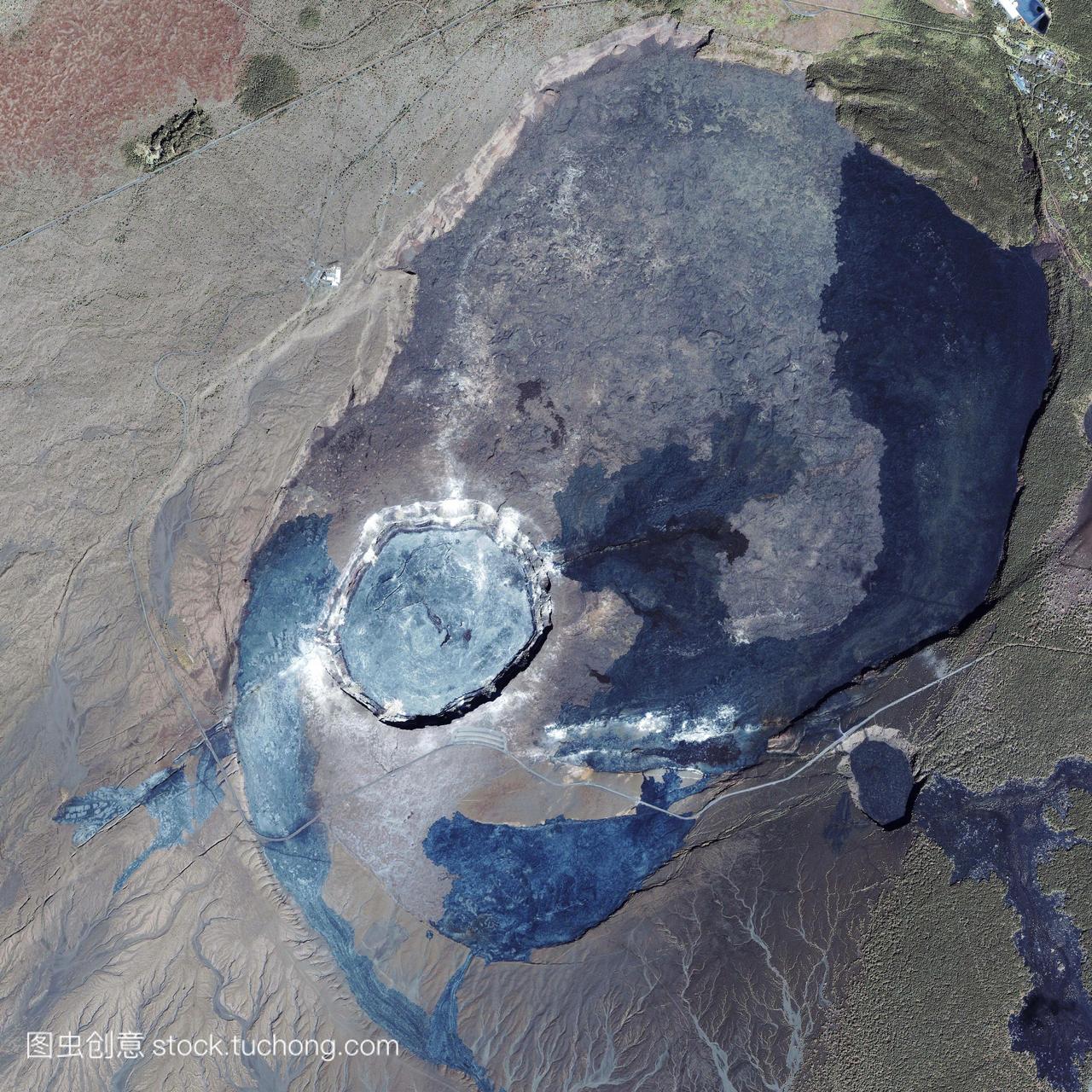 基拉韦厄火山卫星图像。这座火山位于美国夏威