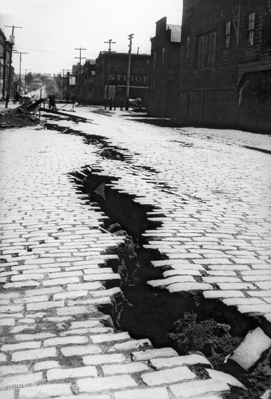 旧金山地震裂缝在铺街1906号在旧金山加利福
