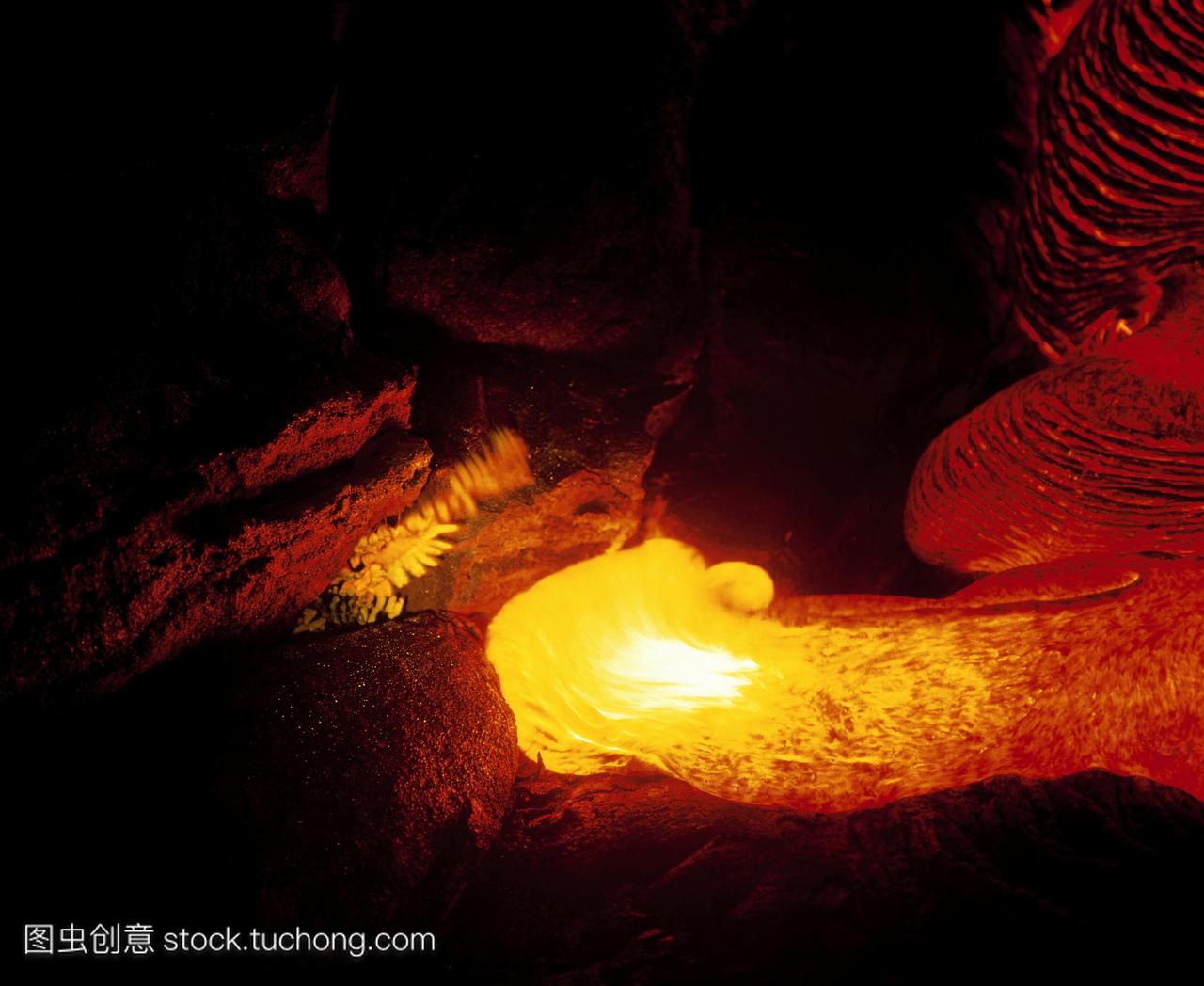 绳状熔岩。美国夏威夷基拉韦厄火山的pahoeh