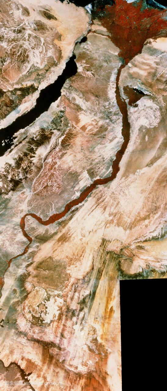 陆地卫星马赛克的尼罗河三角洲在阿拉伯联合共