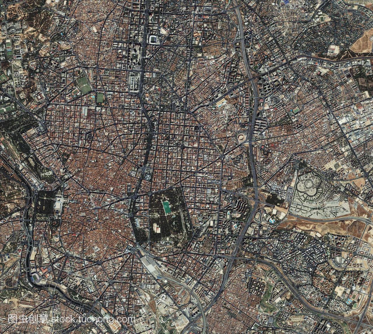 西班牙马德里ikonos卫星图像。马德里是西班牙