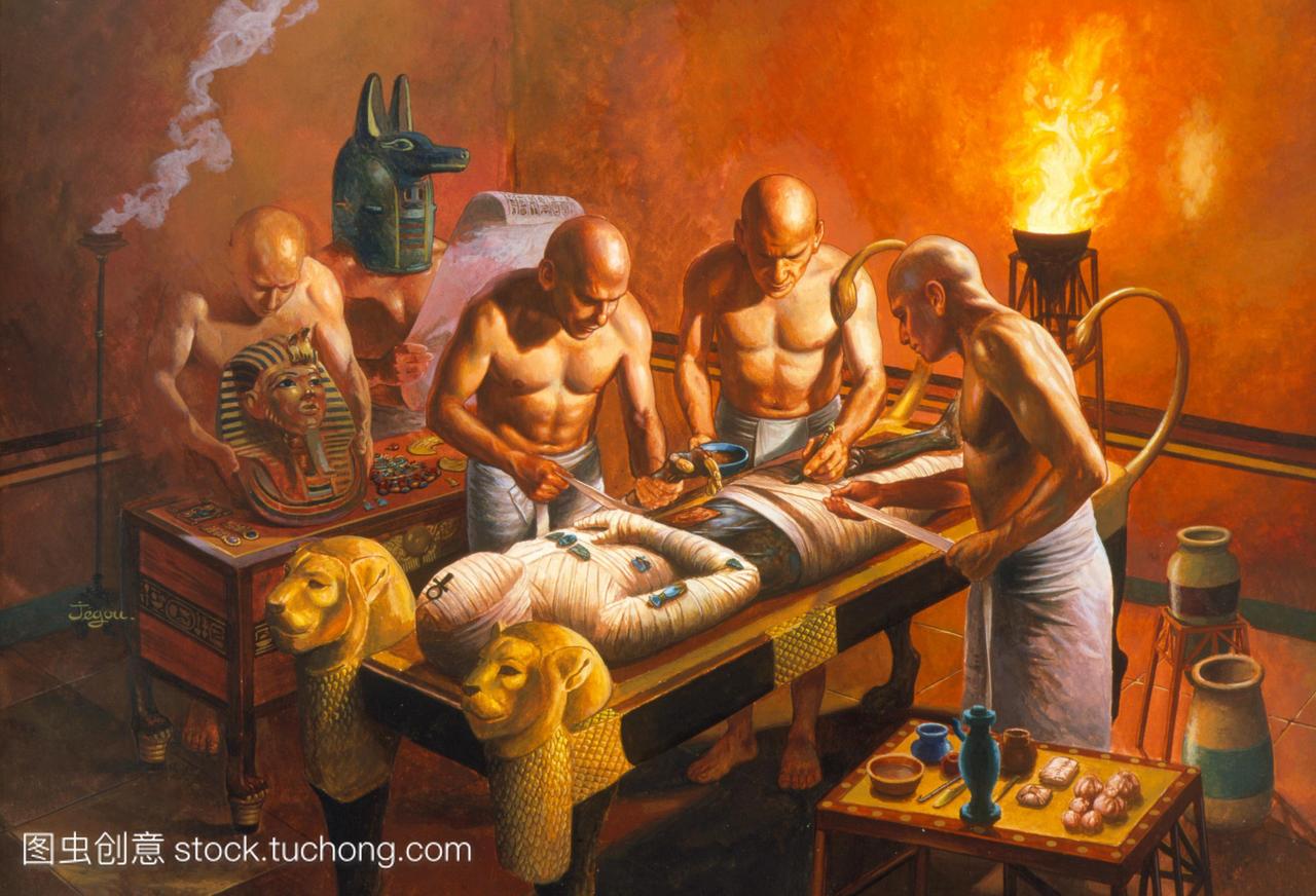 木乃伊化。古埃及的历史艺术品防腐mummifin
