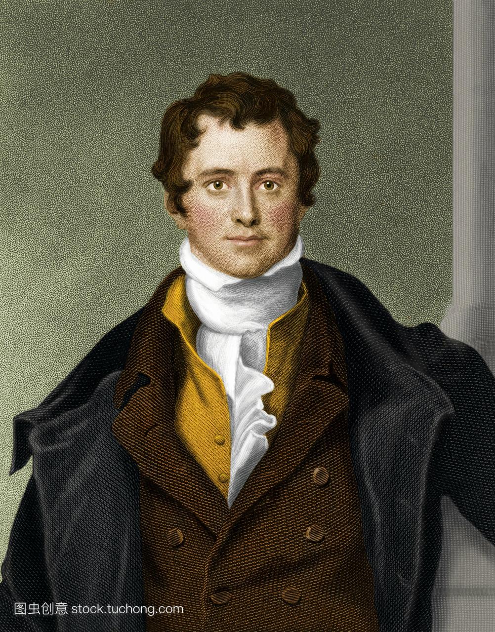 英国化学家汉弗莱·戴维爵士1778-1829。戴维