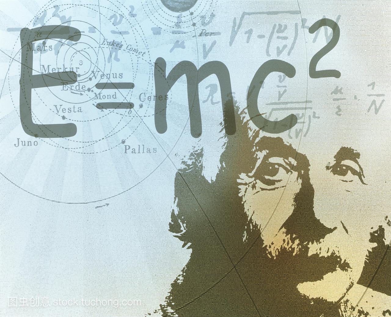 阿尔伯特·爱因斯坦。电脑插图的德裔美国人物