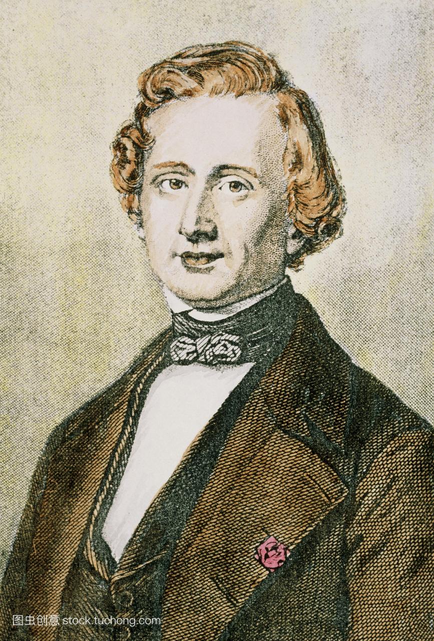 翰·约瑟夫·勒维里尔1811-77的肖像,他预言了