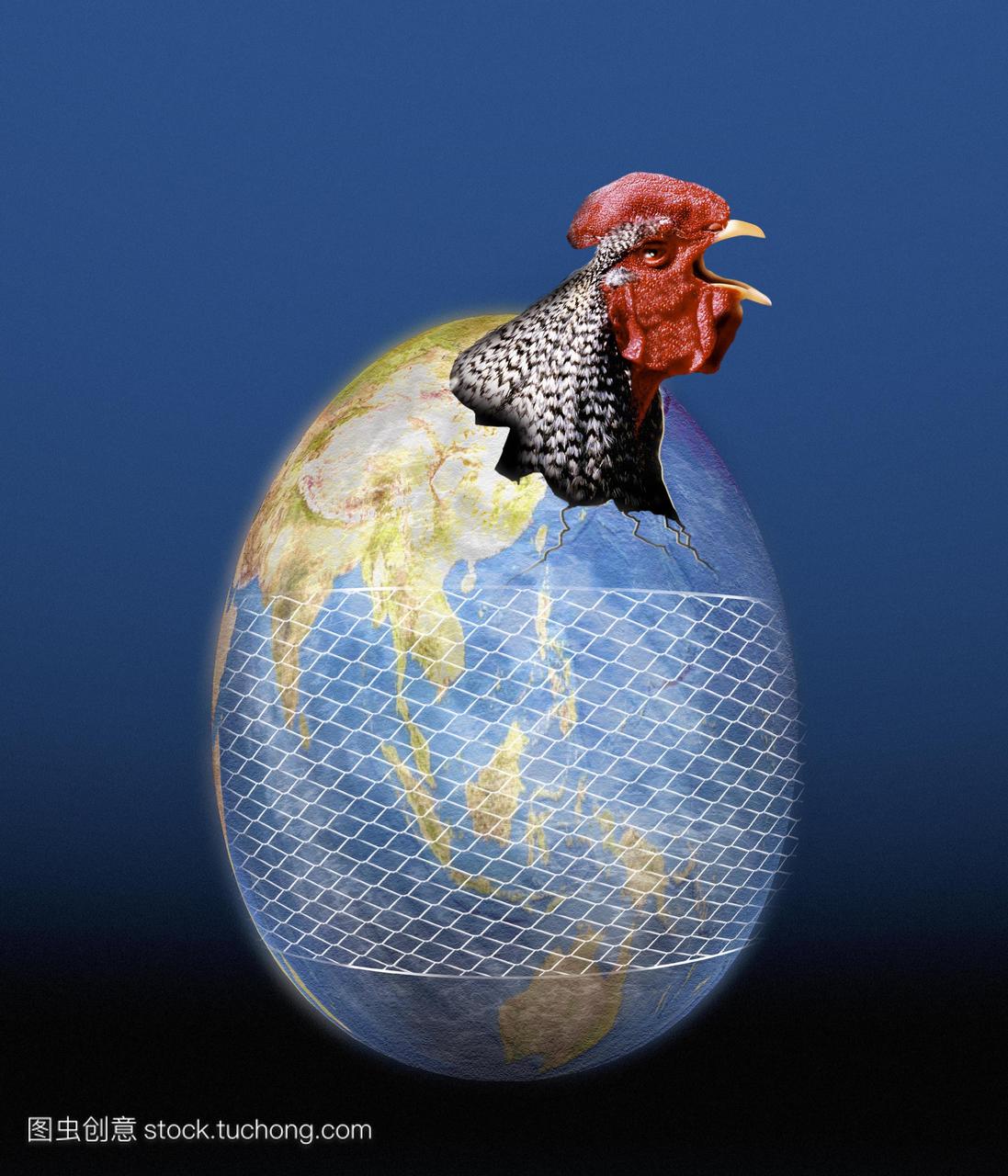 全球禽流感流行概念电脑绘图。H5N1型禽流感
