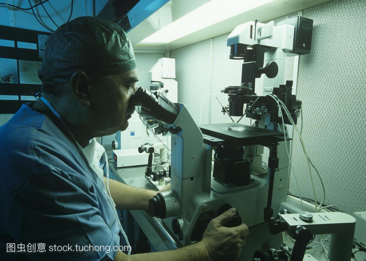 和胚胎学家塞韦里诺Antinori使用光学显微镜人