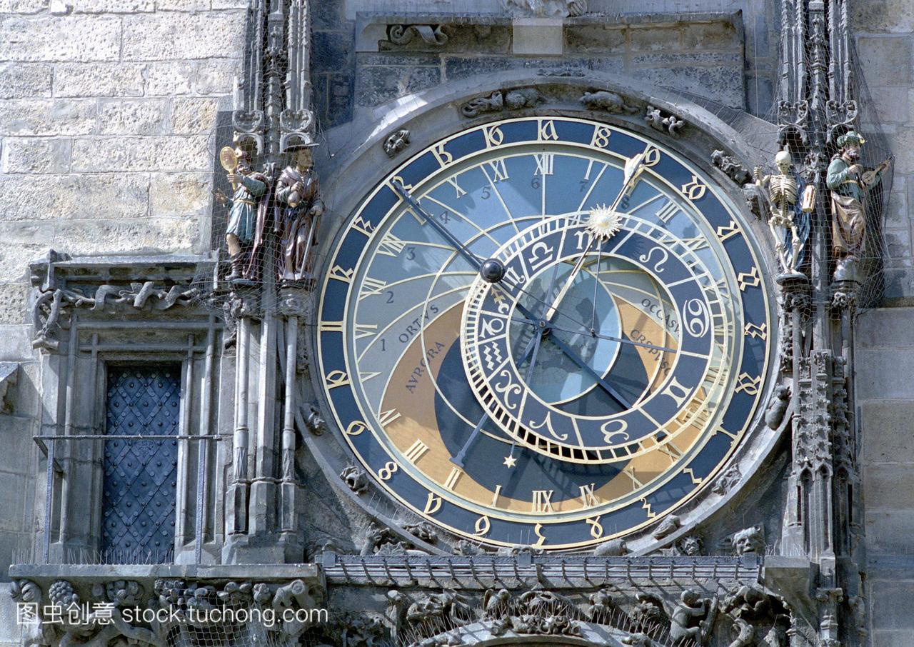 天文时钟布拉格捷克共和国。这个天文数字可以