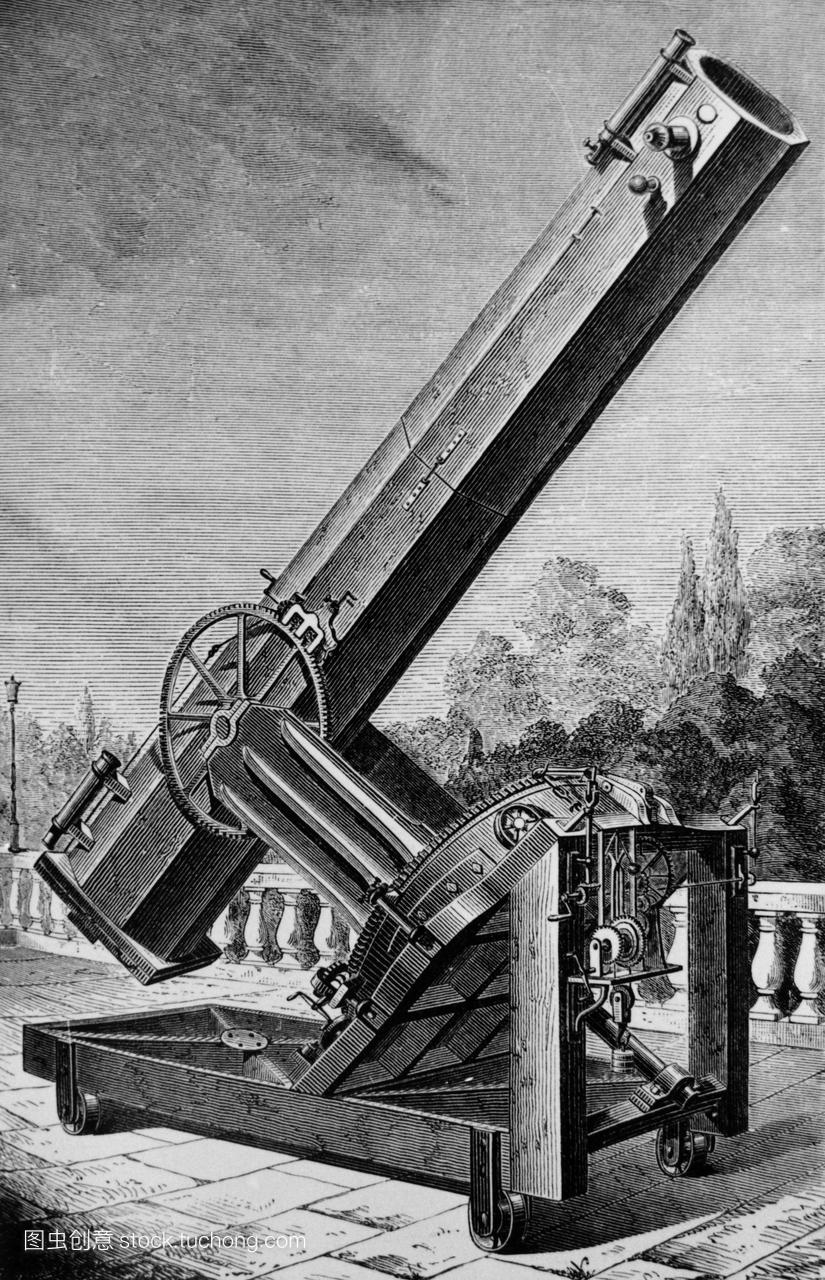 福柯的望远镜。雕刻最大的望远镜使用法国天文