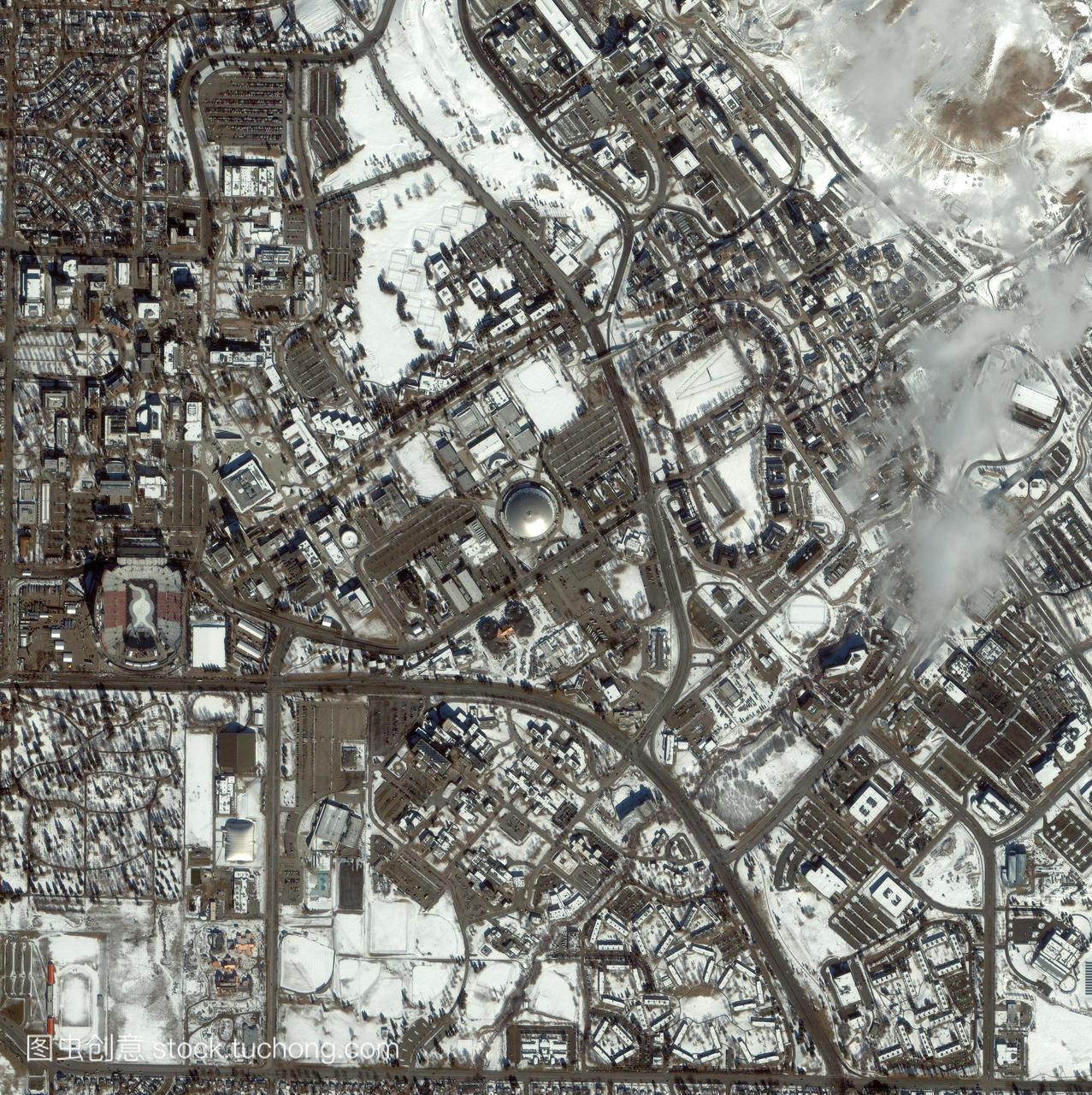 2002年盐湖城冬季奥运会。卫星图像的奥运建