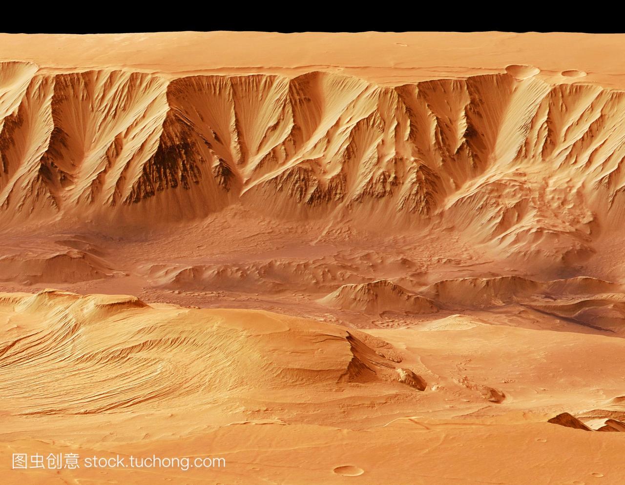 火星峡谷,基于卫星数据的三维图像。这是火星