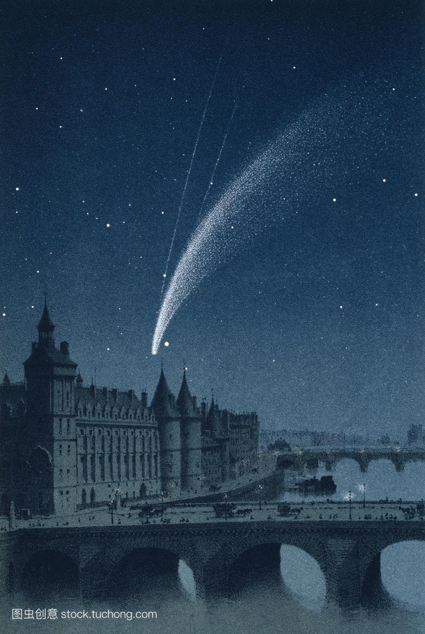 1858年10月5日,多纳蒂彗星在法国巴黎上空。