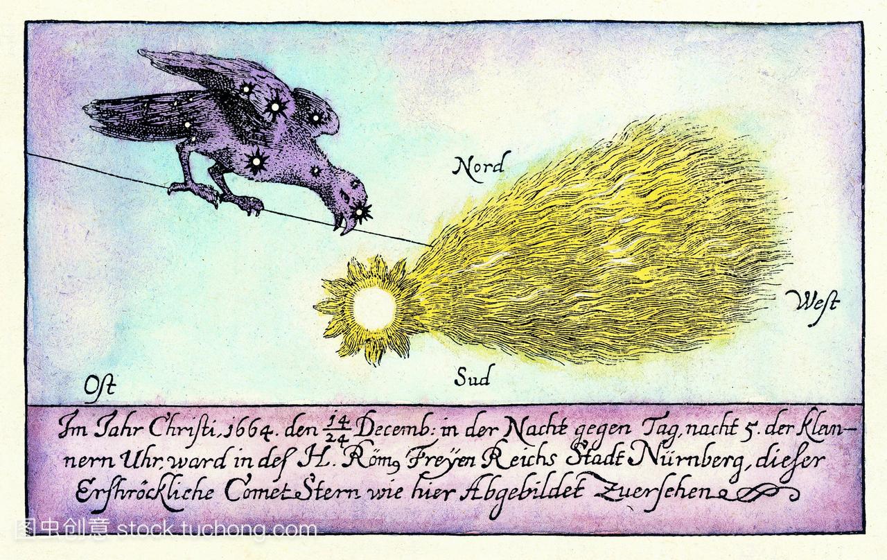 彗星在纽伦堡的历史作品德国每晚1664年12月