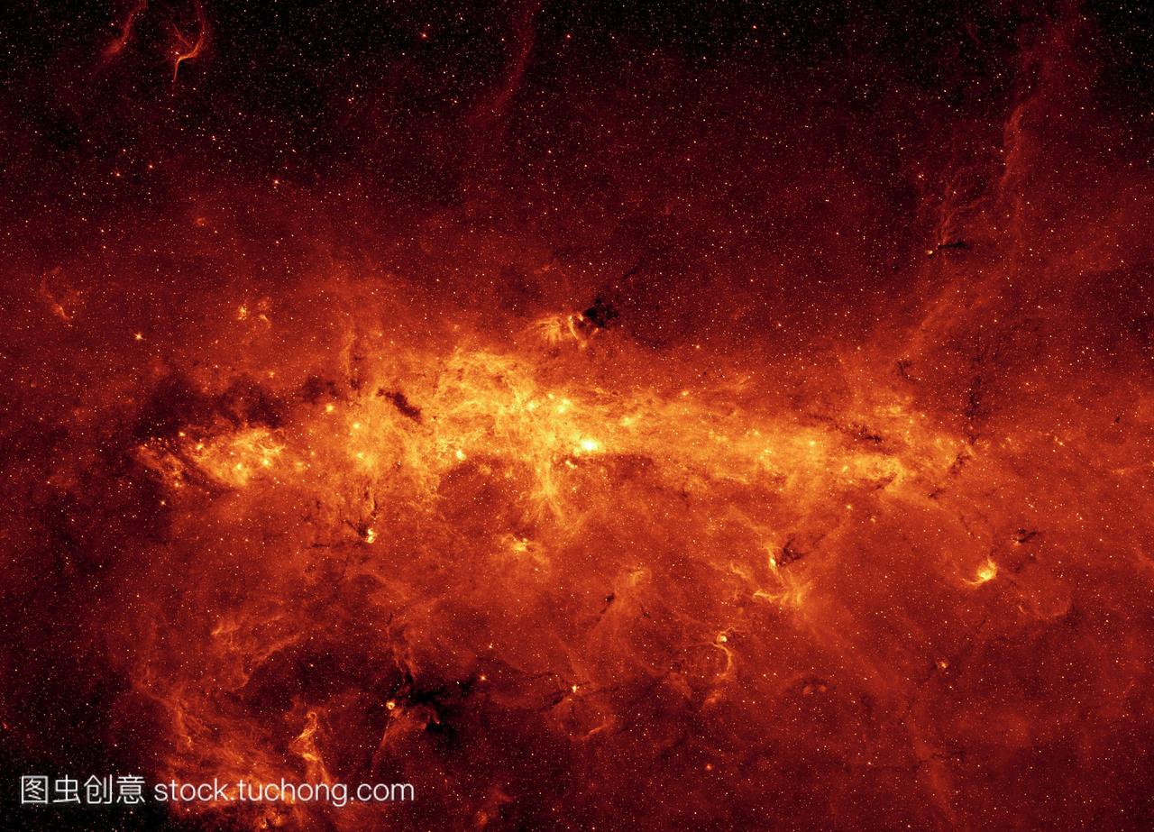 银河中心,红外斯皮策太空望远镜图像。我们银