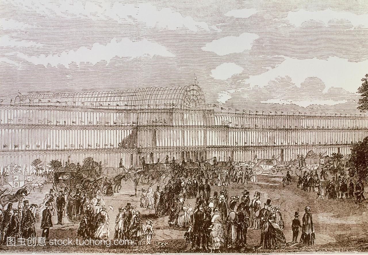 水晶宫。为1851年在英国伦敦举行的伟大展览