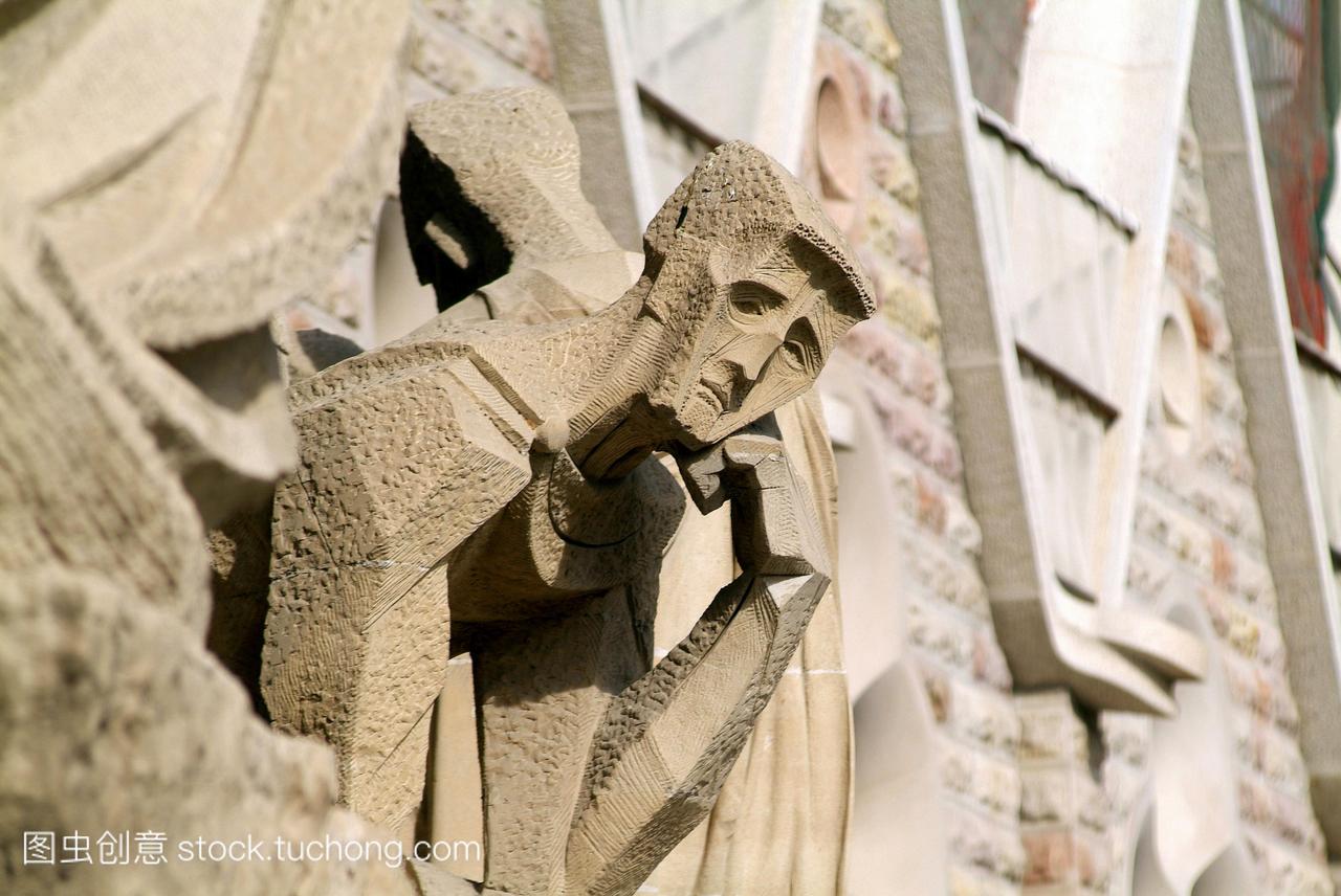 圣家堂石雕。在西班牙巴塞罗那建造的罗马天主