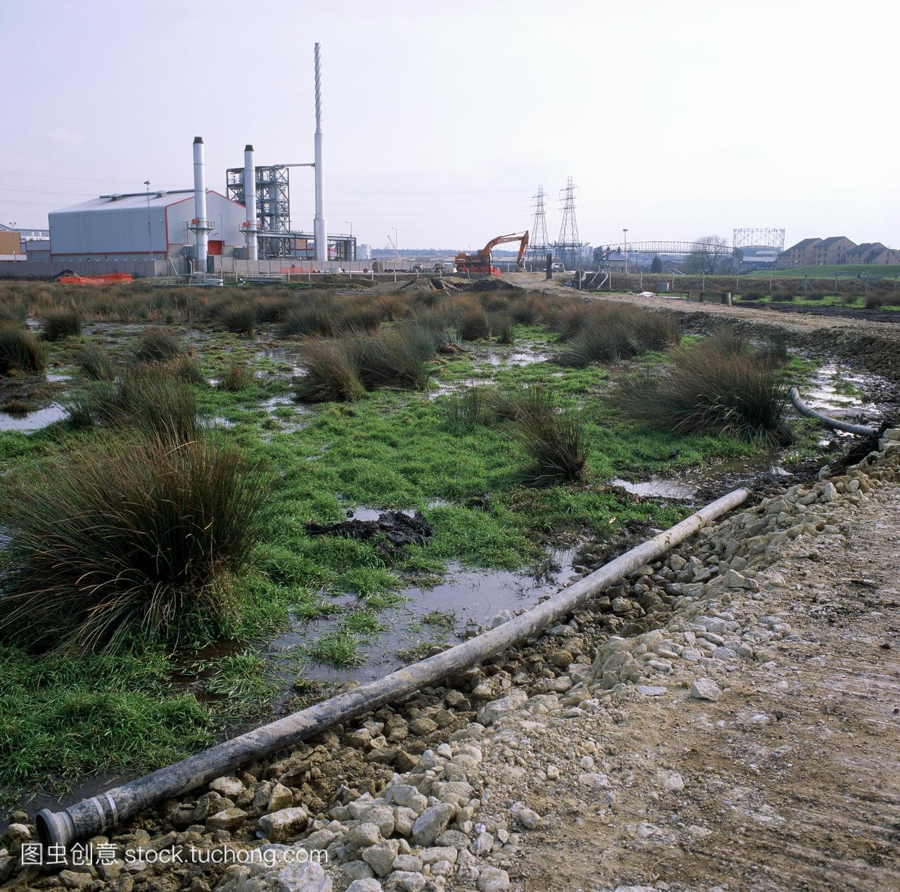 沼泽受到建设这个淡水沼泽被威胁道路右的建设