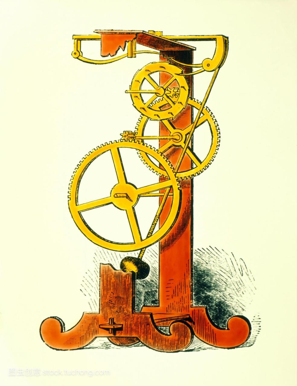 伽利略的摆钟雕刻的第一个摆钟伽利略156416