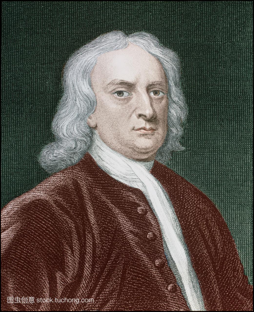 艾萨克·牛顿。彩色雕刻的艾萨克·牛顿爵士1