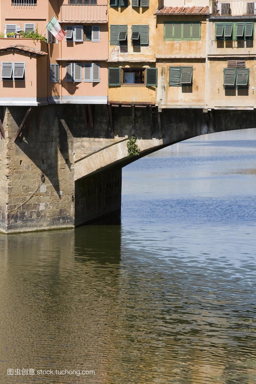 详细的旧桥桥河流阿诺佛罗伦萨托斯卡纳意大利