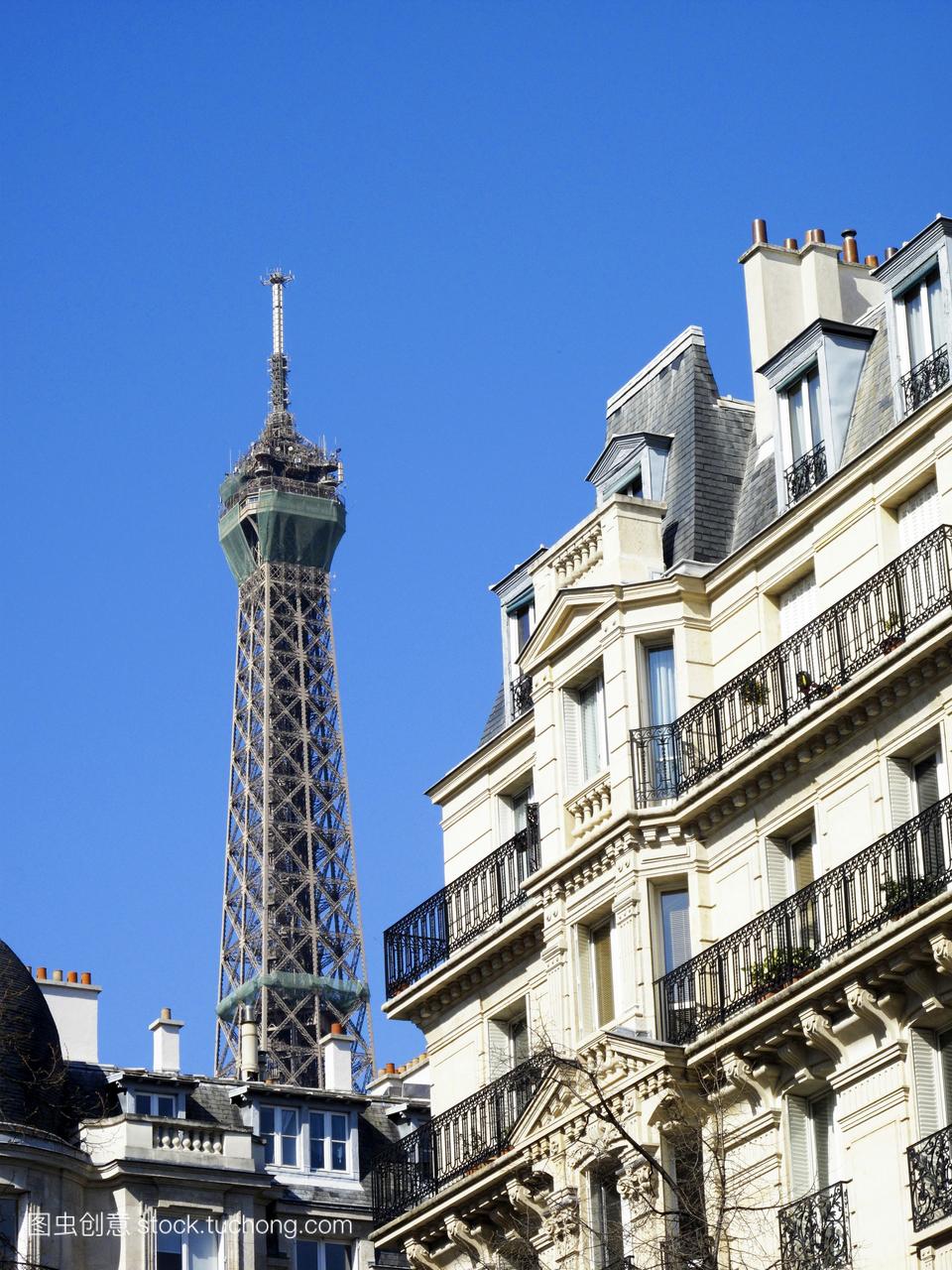 法国巴黎15区建筑外墙埃菲尔铁塔