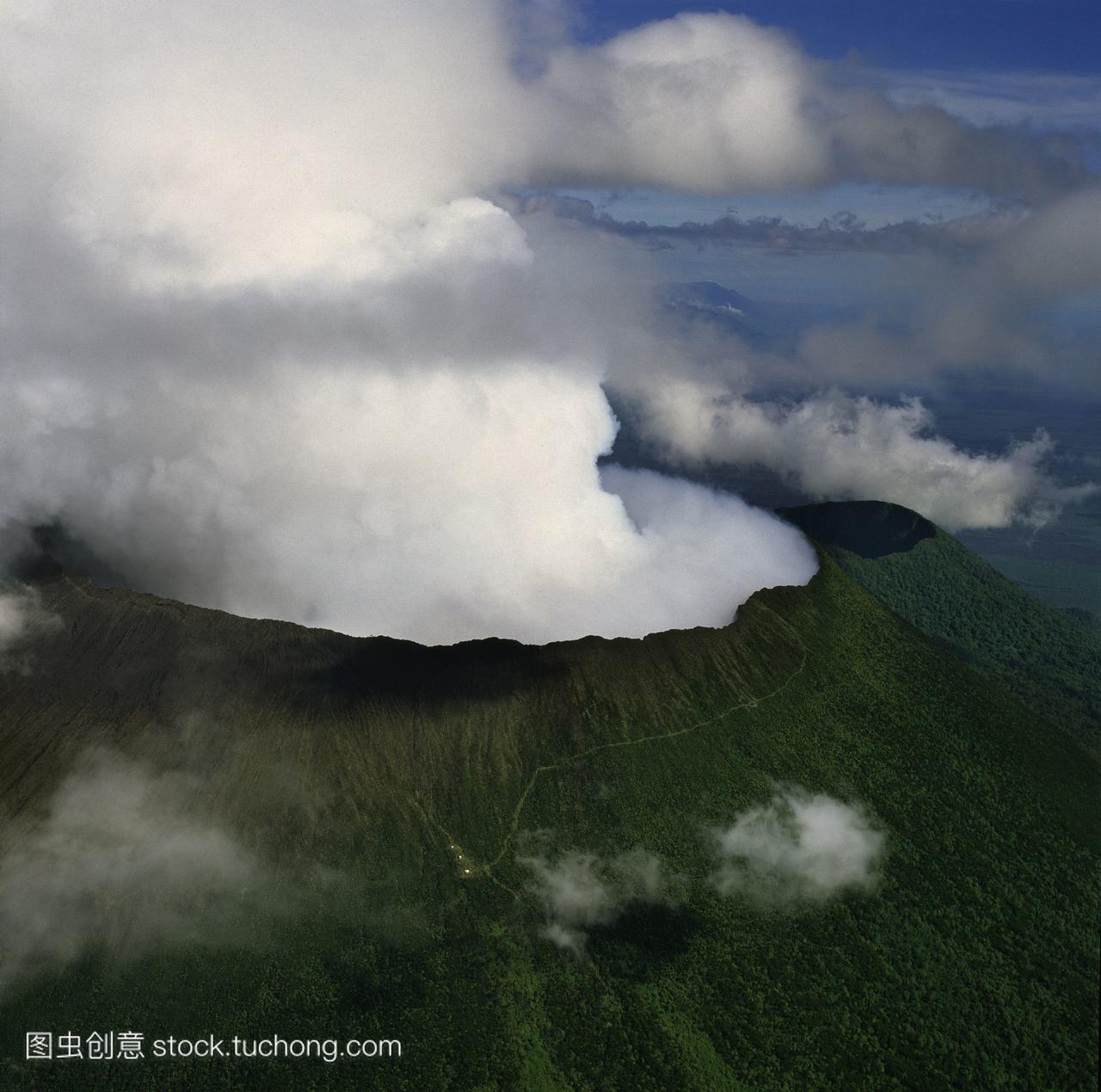 的俯瞰山尼拉贡戈火山一座活火山维龙加