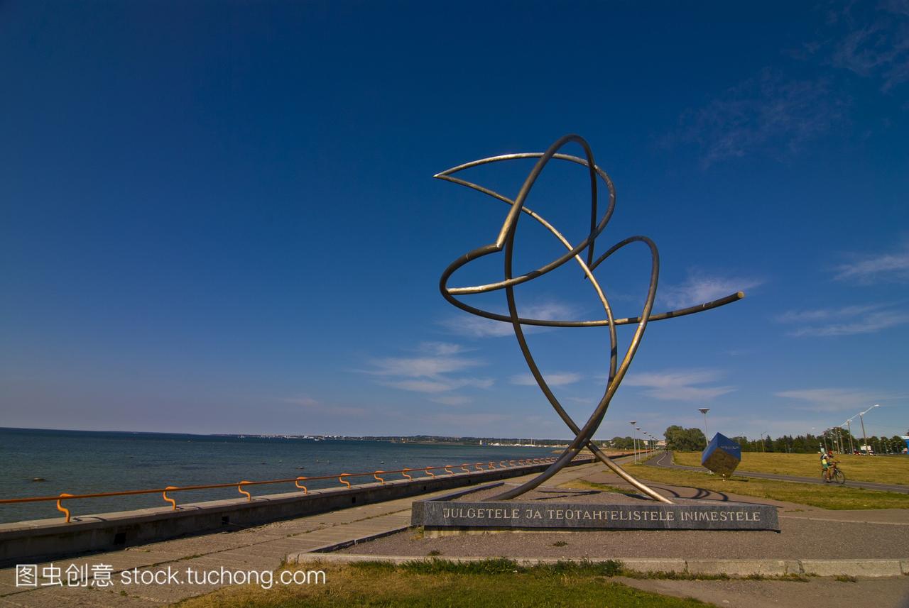 雕塑的海滨Pirita塔林爱沙尼亚波罗的海国家,欧
