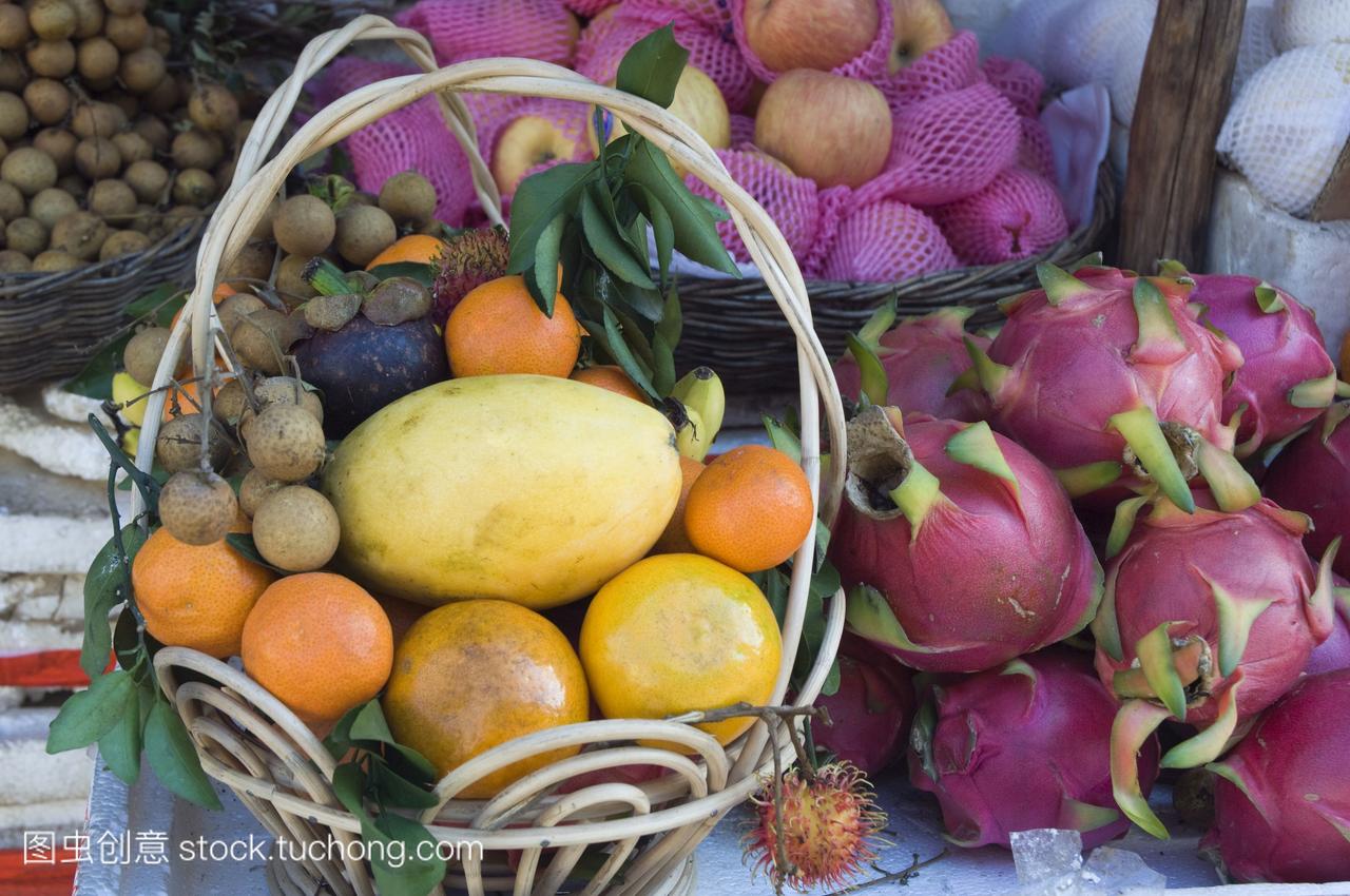 热带水果老市场Psar底盘暹粒柬埔寨印度支那