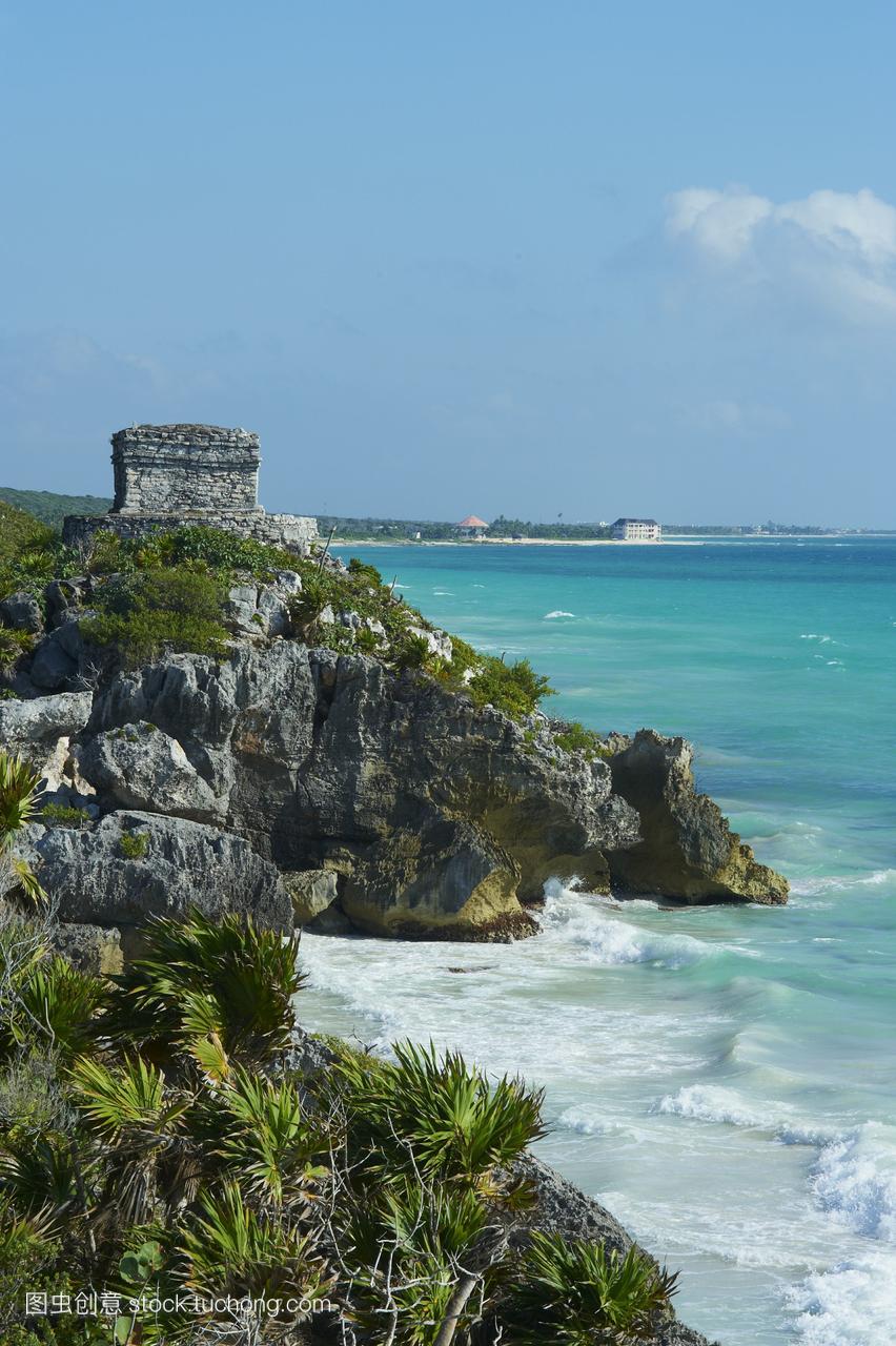 的地,architecture,vertical,beach,玛雅,mexico,蓝