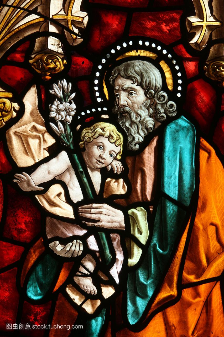 约瑟和耶稣彩色玻璃圣jeronimo教堂马德里西班
