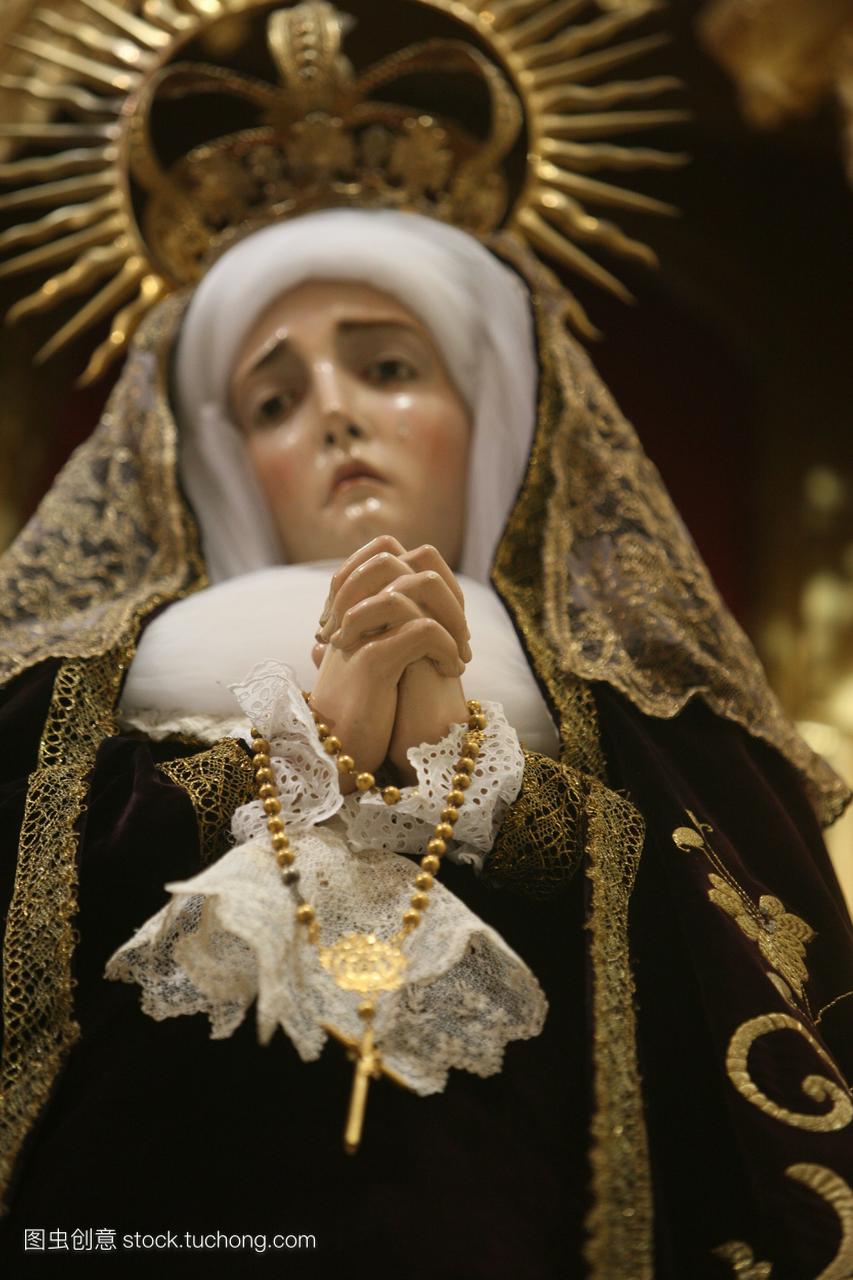 圣母玛利亚雕像圣jeronimo教堂马德里西班牙,欧
